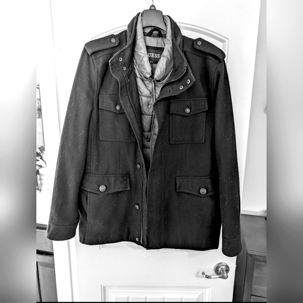 Guess Black Pea Coat